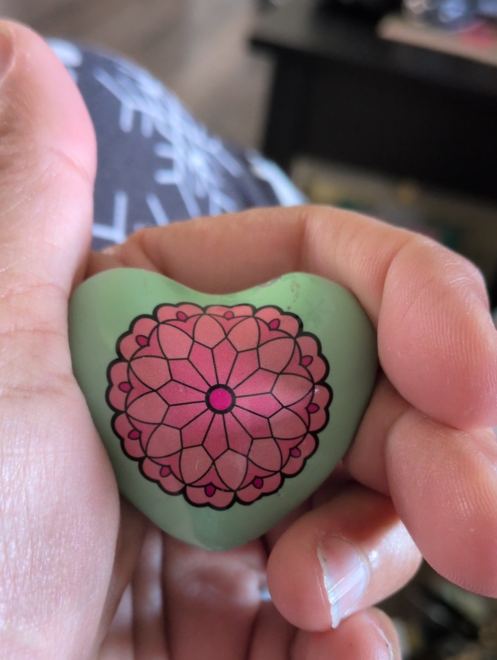 Mandala Chime Heart Meditation Worry Stone Multi Teal‎